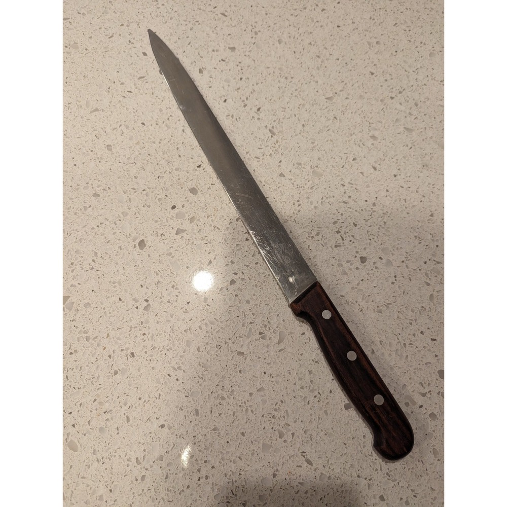 Vintage Victorinox Stainless Steel Carving Knife Rosewood Handle 8" Blade Swiss